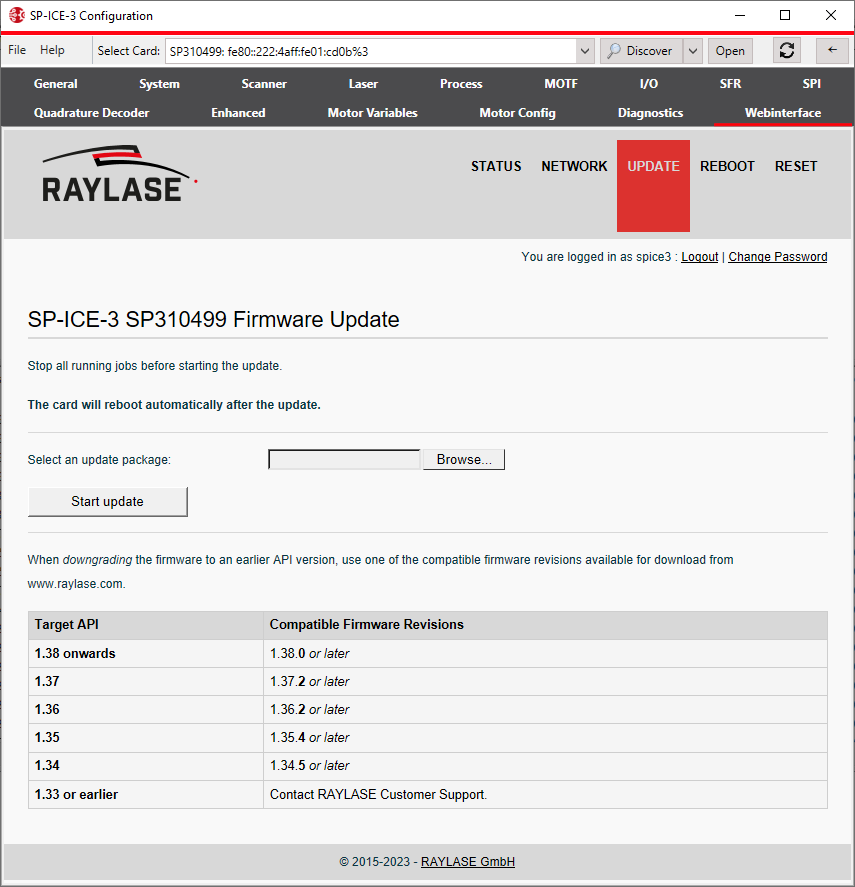 SP-ICE-3 Web Interface-Update